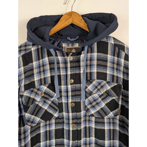 Legendary Outfitters Men’s Flannel Jacket Plaid Hooded Button Front Cotton Small - Picture 2 of 13